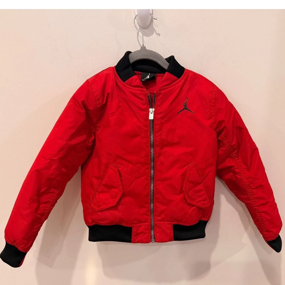 Jordan Boys Red Bomber Jacket Jumpman 23 Graphic Full Zip Coat 4T